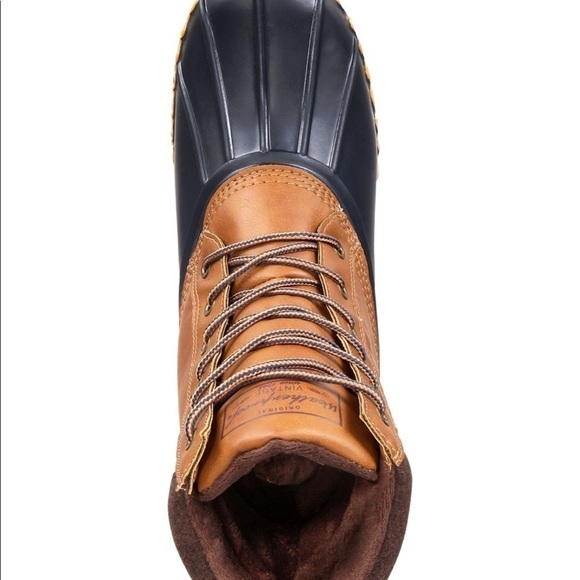 Adam Duck Boots Tan leather, blue rubber on bottom Men’s Size 8 Copy-NWOT - Picture 5 of 13